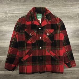 Vintage Canadian Lumber Jac Shirt Jacket Mens Medium Wool Buffalo Plaid 50s 60s